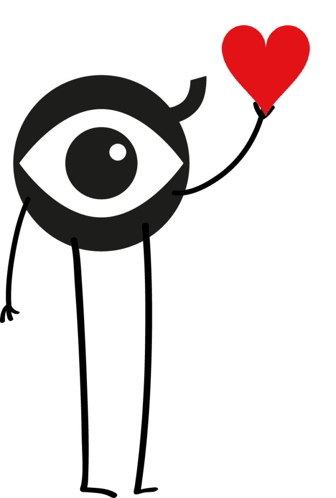 mascotte little io tenant un cœur pour dire merci